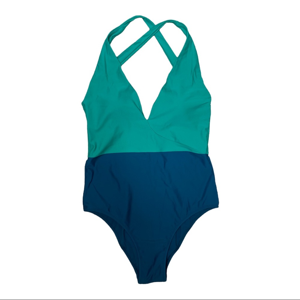 Summersalt Teal and Navy Women Swim One Piece